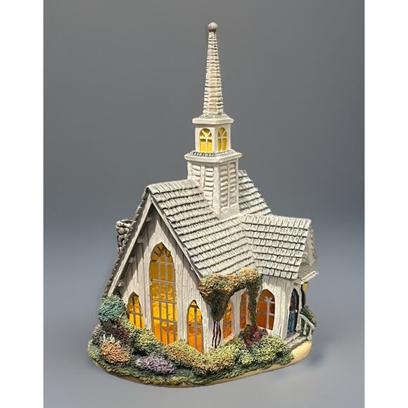 Thomas Kinkade Forest Chapel 2004 Votive Candle Holder Cottage House Village - Picture 2 of 10
